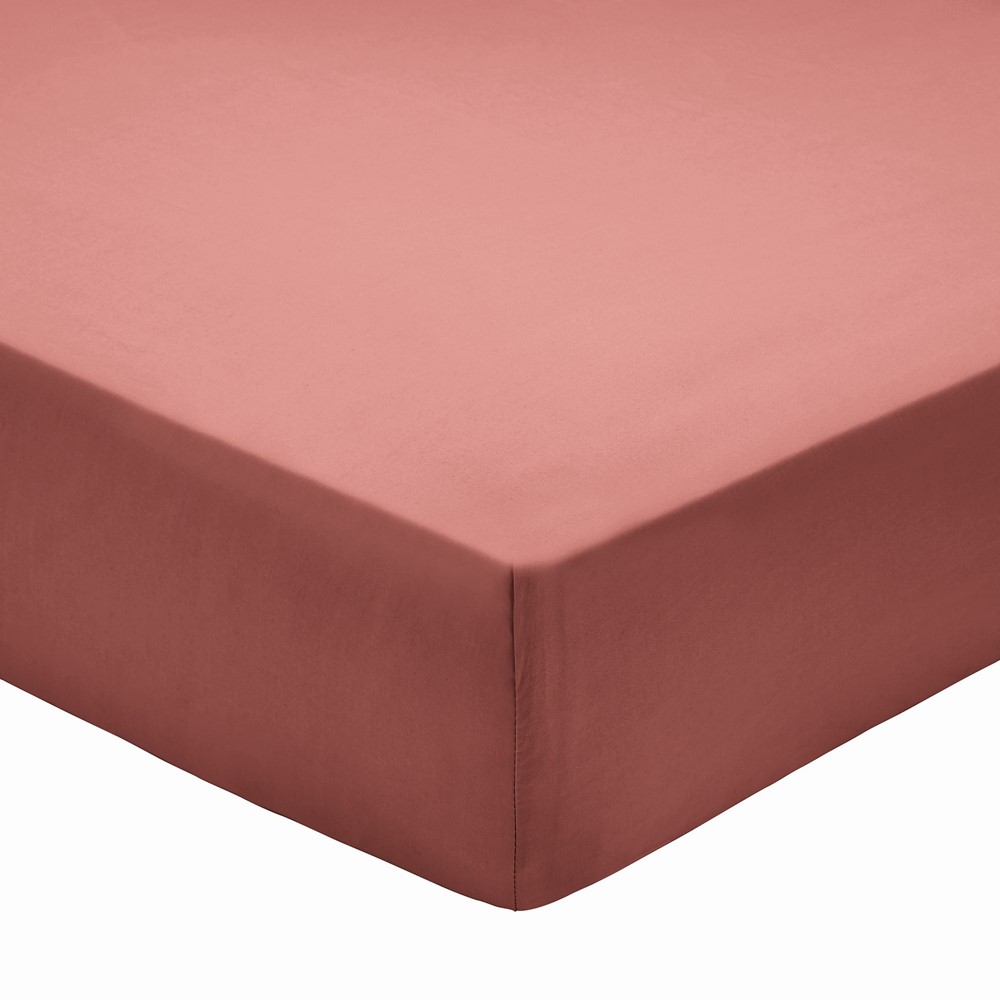 Plain Dye Fitted Sheet By Bedeck of Belfast in Marsala Brown